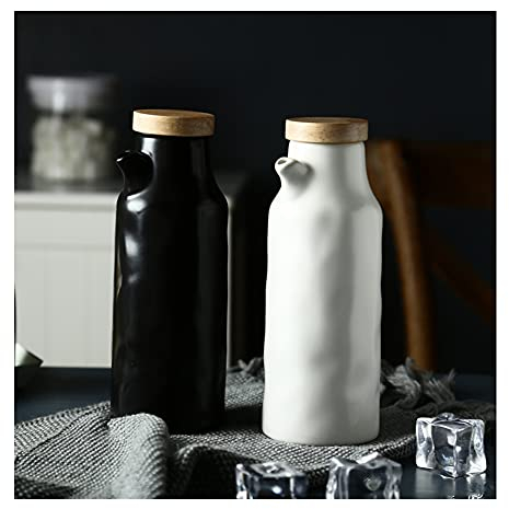 Bouteille Céramique Huilier et vinaigrier Bouchon céramique Distributeur d'olive d'huile de Stockage Bouteille D'huile Buse d'huile Huilier Avec couverture Anti-Fuite Cuisine 2 sets