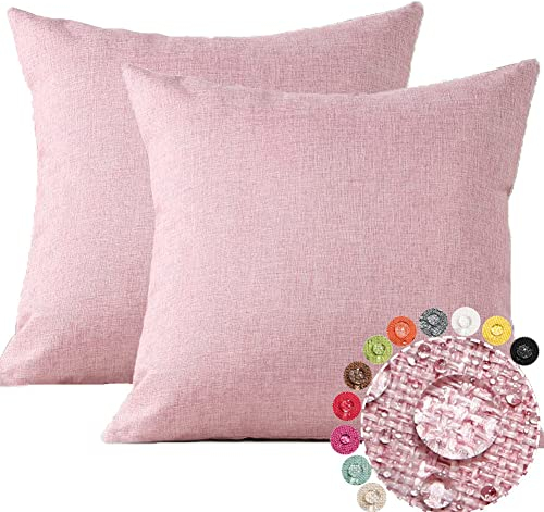 JOTOM Housse de Coussin 45 x 45 cm Couleur Unie Taie d'oreiller Imperméable pour Canapé Maison Salon Chambre Décoration 2 pièces (Rose)