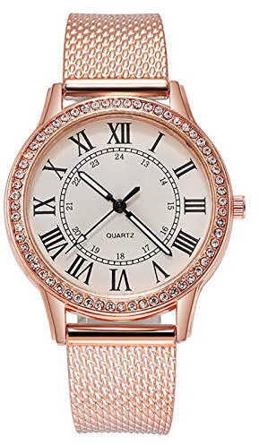 Montre-bracelet pour femme - Pour la fête des mères - Montre analogique à quartz - Marque moderne - Bicolore - Cadeau pour elle et fille, Rose doré, Bracelet