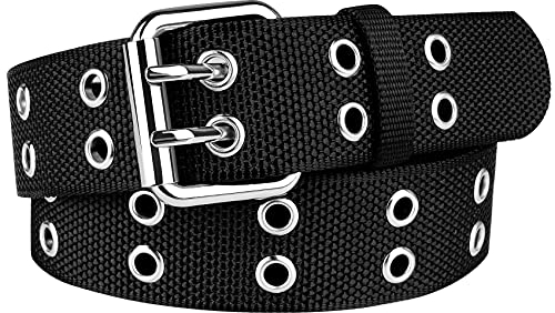 Drizzte Nietengürtel Übergröße Punk Gürtel Unisex Disco Nieten Ösengürtel Damen und Herren Silber 120cm
