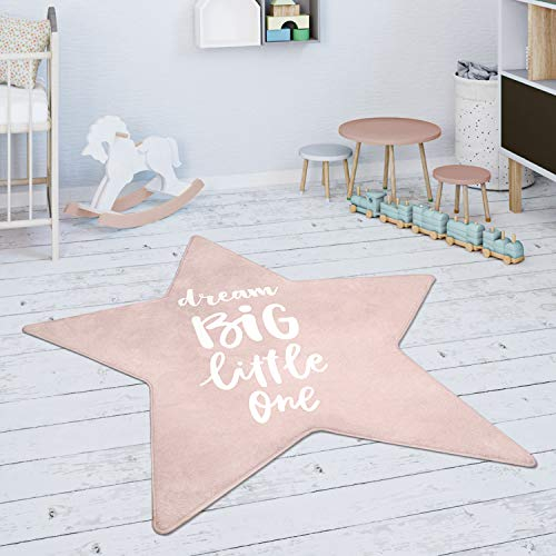 Paco Home Kinder-Teppich Für Kinderzimmer, Junge/Mädchen versch. Designs, Farben u. Größen, Grösse:80 cm Stern-Form, Farbe:Pink 7