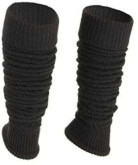 Ateena Stulpen Damen Schwarz Beinstulpen Damen Wolle Winter Stulpen Damen Stulpen Damen Wolle Damen-Gamaschen für Tanz, Ballett klobige Stiefelmanschetten in Schwarz