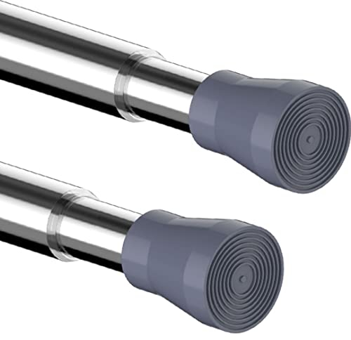 2Stücks Vorhangstange Ohne Bohren, Duschvorhangstange Ohne Bohren, Klemmstange Ausziehbar für Kleiderschrank, Schränke, Diy-Projekte, Durchmesser 22mm, 140-250Cm, Helles Silber