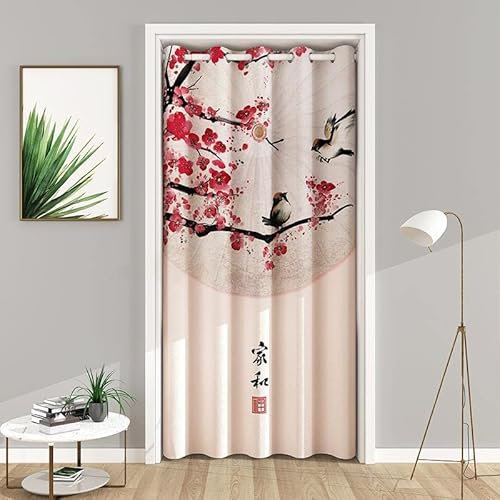 Zaslan Türvorhang – Verdunkelungsvorhang für den Innenbereich, Fenstertür, isolierender Thermovorhang, Heimdekoration mit weißer Stange, chinesischer Stil, 120 x 200 cm