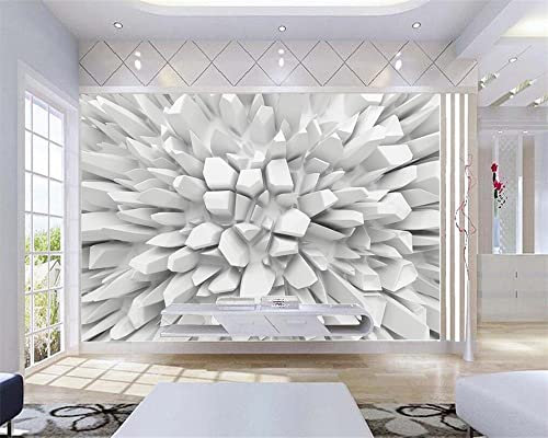Fototapete,Weißer Abstrakter Dreidimensionaler Wandaufkleber, Große Tapete, Wasserdicht, 4D-Seidenstoff, Uv-Wandpaneel, Dekoration Für Tv-Hintergrund/Wohnzimmer/Schlafzimmer/Esszimmer/Café,330 Cm