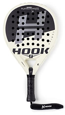 Hook - Pala de Pádel Unisex - Platinum White Art - 355/365 g - 100% Carbono - Control Explosivo 100% - EVA - Balance Medio - Tacto Arena - Redonda