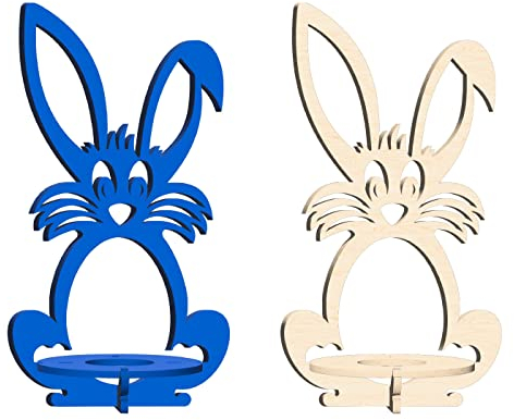 Ostereier Geschenk Halter Ei Osterei Halterung - 17 cm hoch, 9,5 cm breit - Ostern Oster-Deko Aufsteller Kinder Osterhase Holz Arcyl zum Bemalen (Holz Birke Multiplex)