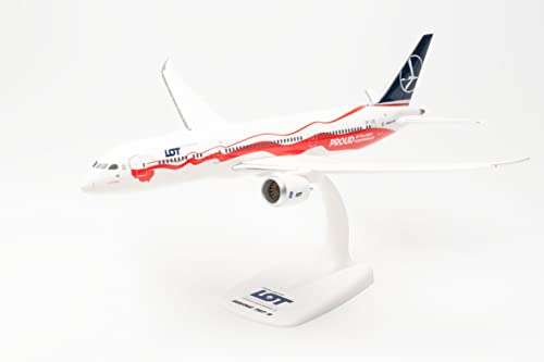Herpa Modellflugzeug Boeing 787-9 Polish Airlines Proud of Poland‘s Independence, Maßstab 1:200 - SnapFit, Modellbau Flugzeug, Flugzeugmodell, Miniatur Deko, Steckmodell mit Standfuß