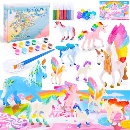 Donaky Unicorn Gifts for Girls, DIY Kids Painting Set Paint Your Own Unicorn Arts and Crafts Unicorn Painting Kit Creative Christmas Craft for Girls, Scenes
