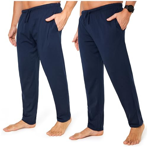 CityComfort Mens Pyjama Bottoms - Jersey Lounge Pants with Pockets, Pack of 2