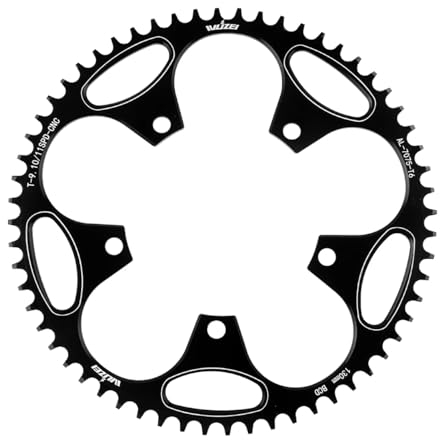 BIKECO Fahrrad Schmales breites Kettenblatt 110/130BCD 5 Schrauben Rundes Fahrradkettenblatt 36/38/40/42/44/46/48/50/52/54/56/58/60T Fahrradkettenblatt für 9 10 11 Gang Rennrad MTB (130BCD,56T)