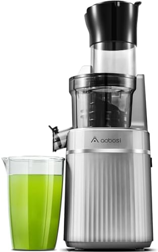 Aobosi Slow Masticating Juicer with 8CM Large Feed Chute, Cold Press Juicers for Whole Fruit and Vegetable with Two-layer Filter, Safety Lock, Carbon Grey