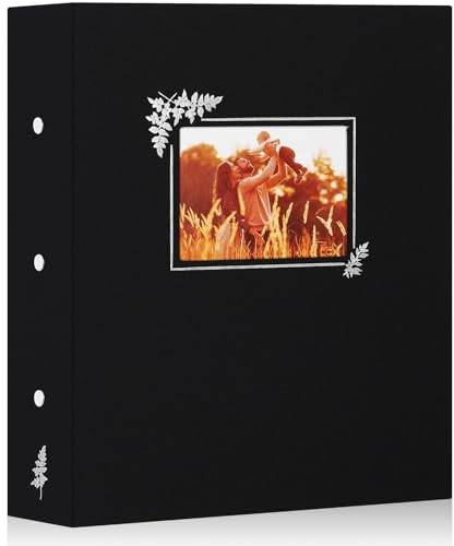 Lanpn Album Photo 11,5x15 11x15 1000, Grand Geant Capacité Format Lin Tissu Album pour Vertical Horizontal Photos Pochette (Noir)