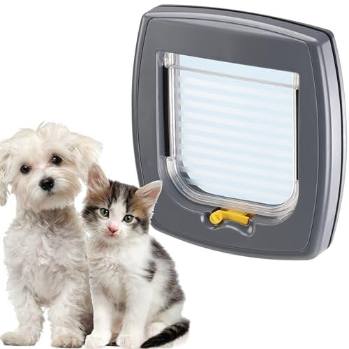 Ferplast Gatera, Puerta para Gatos y Perros Pequeños, para Cristal y Paredes, Entrada y Salida controlables 2 vías, Instalación Universal, Túnel Parcial, Swing 1, Puerta Gatera, Blanco
