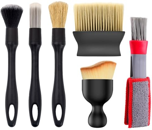 Pinceaux Nettoyage Voiture, Pinceau Detailing Auto, Brosse à Détails Automatiques, 6 Pièces Brosse de Nettoyage D'intérieur de Voiture, Convient aux Bouches D'aération de Voiture, Consoles Centrales