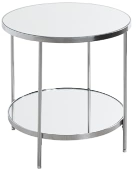 HAKU Möbel Beistelltisch, Chrom, Metall, Spiegel 5 mm - Maße: H 46 x Ø 44 cm, Style: Art Deco