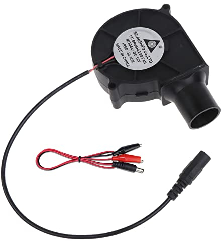 MULAIDI Ventilador de barbacoa al aire libre 7530 75 x 75 x 30 mm, 12 V, 2500R con clip, tubo de aire de 27 mm para parrillas de huevo verde, estufa de cocina, ventilador de estufa de leña, estufa de