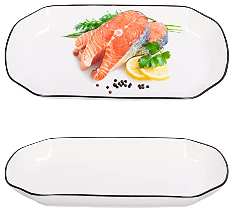Gavigain 12in White Dinner Plates, 550ml Ceramic Dinner Platos Pequeños Cuadrados Ensalada Aperitivo Snack Platos para Restaurante Cocina