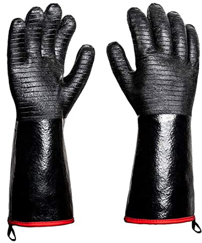 BBQ gloves, long heat and fire resistant gloves, oil and water resistant, for barbecue (Medium 17.7) Rotisserie Gloves Fire Gloves for Fire Pit Grill Gloves Heat Proof for Men Fire Gloves