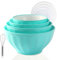 JCXivan Plastic Mixing Bowls,Serving Bowls with Lids Set for Kitchen Mixing,Storage Food, 4 Bowls 4 Lid 1Egg Whisk,Fruit Containers,Refrigerator, Dishwasher, Microwave safe,Blue