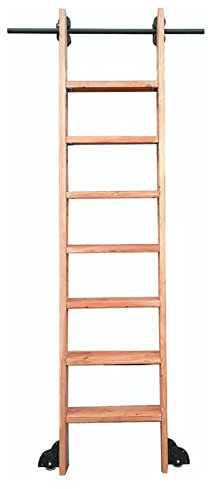 Schiebebeschläge, Rollschienen-Bausatz für Bibliotheken (ohne Leiter), Schiebetür-Bausatz für Scheunentore, 10–6 m, runde Rohr-Leiterschiene mit Bodenrollen für Zuhause/Innenbereich/Dachbode