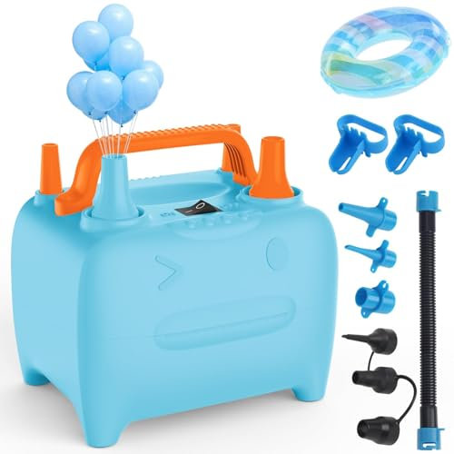 OWill Pompe à air électrique,Gonfleur electrique 2 en 1 pour gonflage et dégonflage,600W gonfleur ballon avec 3 Buses d'air,pour matelas gonflable,lit gonflable,bouée de natation,pataugeoire,fête,bleu