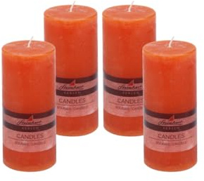 4er Set Adventskranzkerzen Raureif Dunkelorange 150/68 mm durchgefärbte Trend-Kerzen