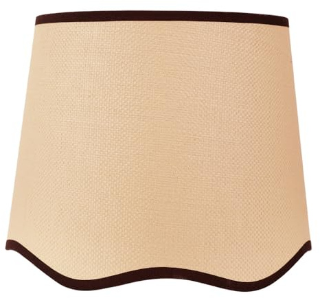 ValueLights | Large Easy Fit Natural Scallop Light Shade with Black Trim Bedroom Hallway Lampshade | Shades, Home Décor & Improvement Essential | Included LED Bulb | 350mm Shade Width