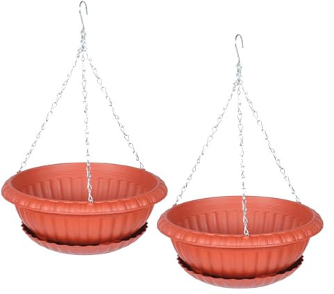 Yardwe Hanging Plant Holders Set Stylish Trays Space-saving Outdoor/indoor Flower Pots for Home Office Decor