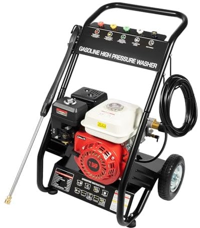 idropulitrice professionale a benzina, motore a benzina, 7,5 HP 2200 PSI, 170 – 190 bar, per la pulizia di ponti, cortili, verande, auto, muri, terrazze, fossa di drenaggio, pavimenti, ecc