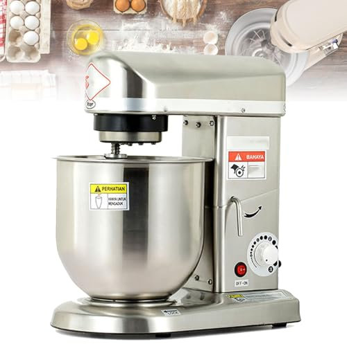Sweet taize Batidora eléctrica de pie, 350 W/500 W, Cabezal inclinable, 5 L/7 L/10 L, con Gancho para Masa, batidor, batidor 3 en 1 y Recipiente de Acero Inoxidable para Hornear y ensaladas, 7 L