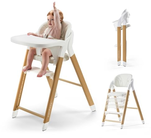 Tinyiota Baby-Hochstuhl für Babys und Kleinkinder (Holzfarbe)