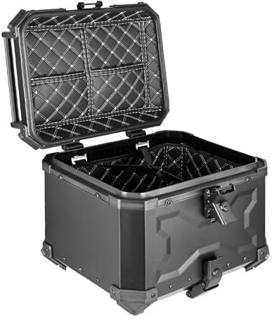 DTYBJN Top Case Moto Coffre arrière de Moto en Aluminium 65 L avec Plateau de Montage et Fixations Motos Valise en