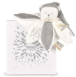 DOUDOU ET COMPAGNIE - Ours ARGENT Doudou Collector Ultra Doux - Doudou Bébé Édition Limitée 25 Ans - Tissu Brodé Élégant - Garantie Doudou Perdu - Idée Cadeau Naissance pour Filles et Garçons - DC4337