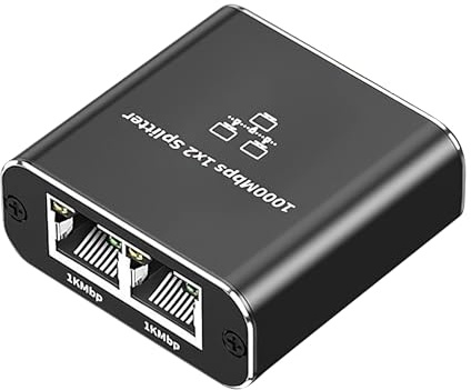 Sdoppiatore ethernet switch 2 porte splitter cavo mini RJ45 gigabit, adattatore di rete LAN ad alta velocità per computer, router, modem, TV, decoder, hub e dispositivi con porta RJ45