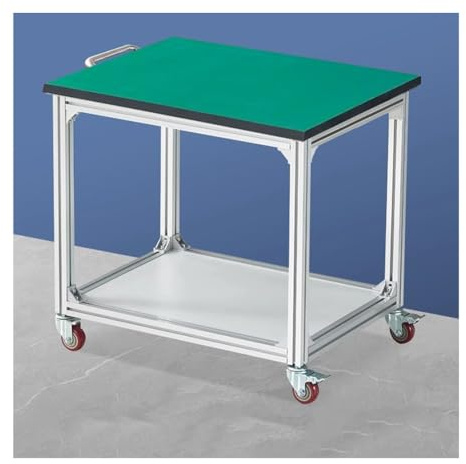 Tragbare Werkbank mit Rädern und Griffen, antistatisches Design, ideal für Werkstatt, Werkstatt, Werkbank, Materialtransportwagen, Grün, 2,80 x 60 x 75 cm