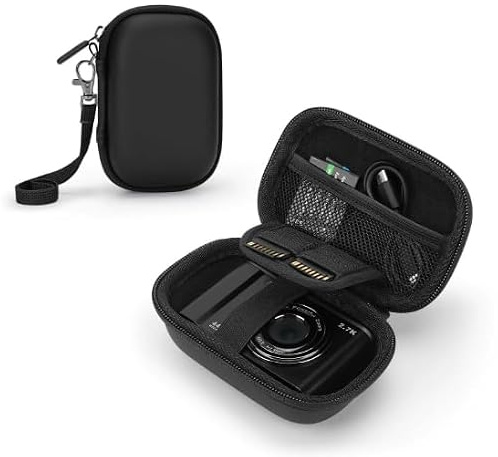 Disnace Digitalkamera Tasche, Universelle Digitalkamera Tasche, Tasches für Fotokamera, Fotokamera Tasches, Schützende Hülle mit Netzfach für Kabel und SD-Karten, Schwarz