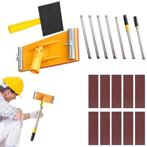 Levigatrice per muri – Girevole manualmente con asta estensibile, Strumento manuale per cartongesso per soffitti, Dispositivo di levigatura durevole, Design ad angolo regolabile | Attrezzature profess