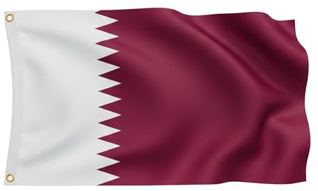 Katar Fahne 90x150 cm für die WM 2026 - Premium Flagge mit 2 goldenen Metallösen - Wetterfester Fanartikel Maroon & Weiß - 100% Polyester für Mast & Balkon
