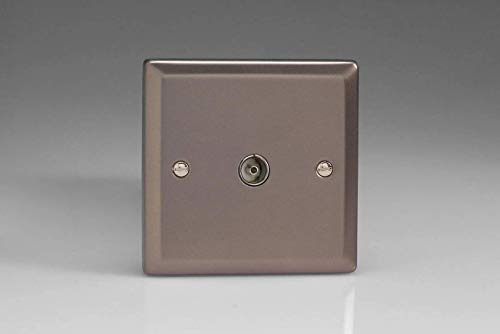 Varilight 1-Gang TV Plug Socket, Co-Axial Pewter XR8