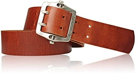 FRONHOFER Gürtel Doppeldorn Schnalle, robuster echt Ledergürtel zirka 4,7cm breit, Militärleder, Premium Qualität, 17085, Größe:Körperumfang 95 cm/Gesamtlänge 110 cm, Farbe:Cognac