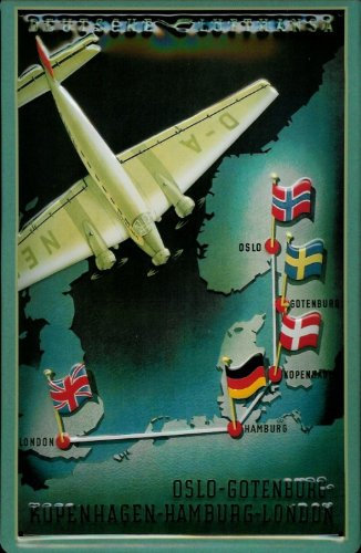 Buddel-Bini Versand Blechschild Nostalgieschild Lufthansa Oslo London Gotenburg Flugzeug deko Schild