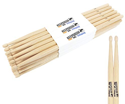 keepdrum 5A Hickory Drumsticks Schlagzeug-Stöcke Wood 12 Paar