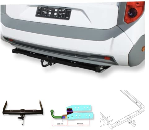 SMV-Metall GmbH Breitenverstellbare Universal Anhängerkupplung für Wohnmobil Reisemobil – AHK Variabel 12,5 kN