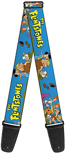 Buckle-Down GS-WFS004 Guitar Strap - The Flintstones & Rubbles Group Pose/Logo Blue, 2 Wide & 29-54 Length