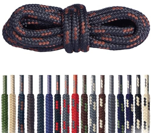 Mountval Laces, Performance Shoe Laces For Hiking And Outdoor Boots, Ultra Strong, Made In Europe, 1 Pair, 120 cm - 48 inch - 6 to7 eyelet pairs, 9176 - Black With Brown