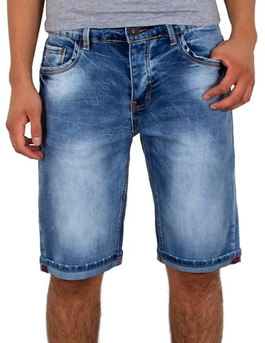 ESRA Herren Jeans Shorts Basic Jeans-Shorts Kurze Hose Bermuda A415
