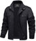 MAGCOMSEN Herren Stehkragen Cargo Jacke Baumwolle Armee Feldjacke Herren Outdoor Winddicht Blouson Atmungsaktiv Freizeitjacke Retro Bomber Jacken mit Taschen Schwarz M