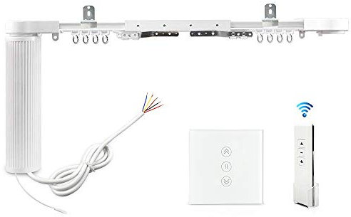 zemismart Automatic Electric Curtain System Motorized Slide Shade Motor with Wifi Blinds Switch Support Voice Control by Echo/Nest Voice Home Siri Customized App Control(6M+Curtain Switch)