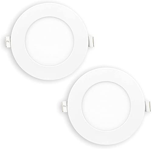 Popp® Pack x2 Placa Downlight LED 3W Luz neutra 4000K 150Lm Techo Empotrable Circular Corte de techo Ø70-75mm chip SMD2835 oficina,cocina,pasillos,domitorio,salón (3W 4000K)